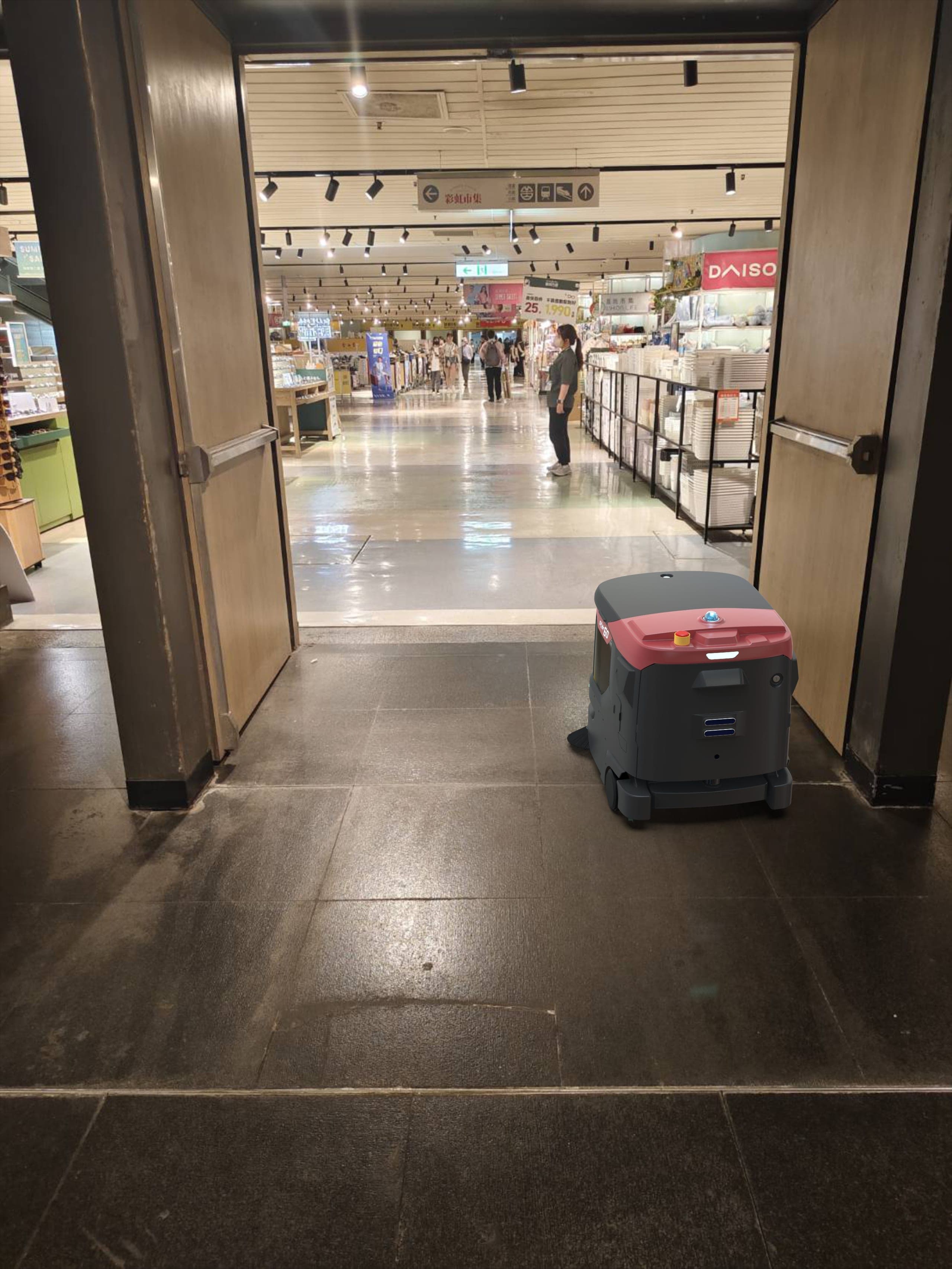 PolarX Star60 waterless floor care robot scenario for shopping centre walkways