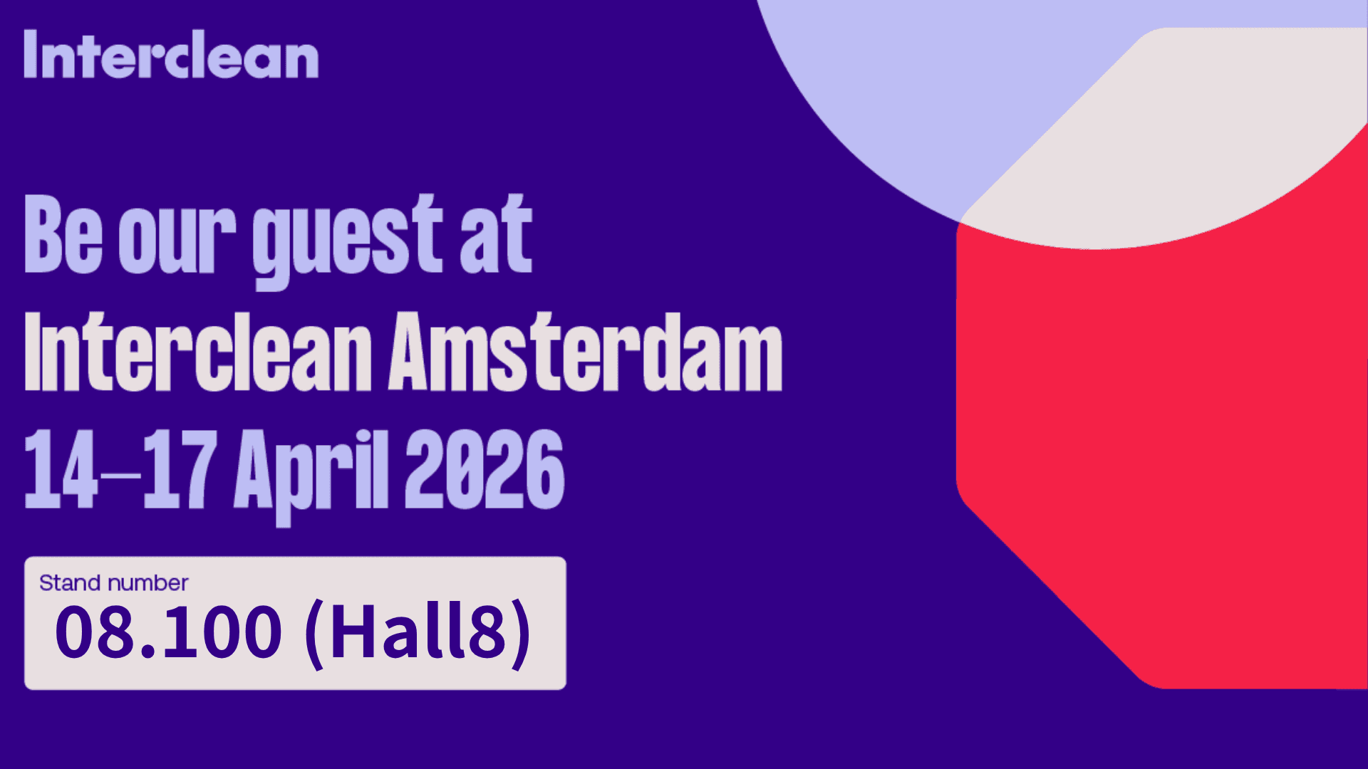 PolarX Robotics Interclean Amsterdam 2026 booth invitation banner with stand 08.100
