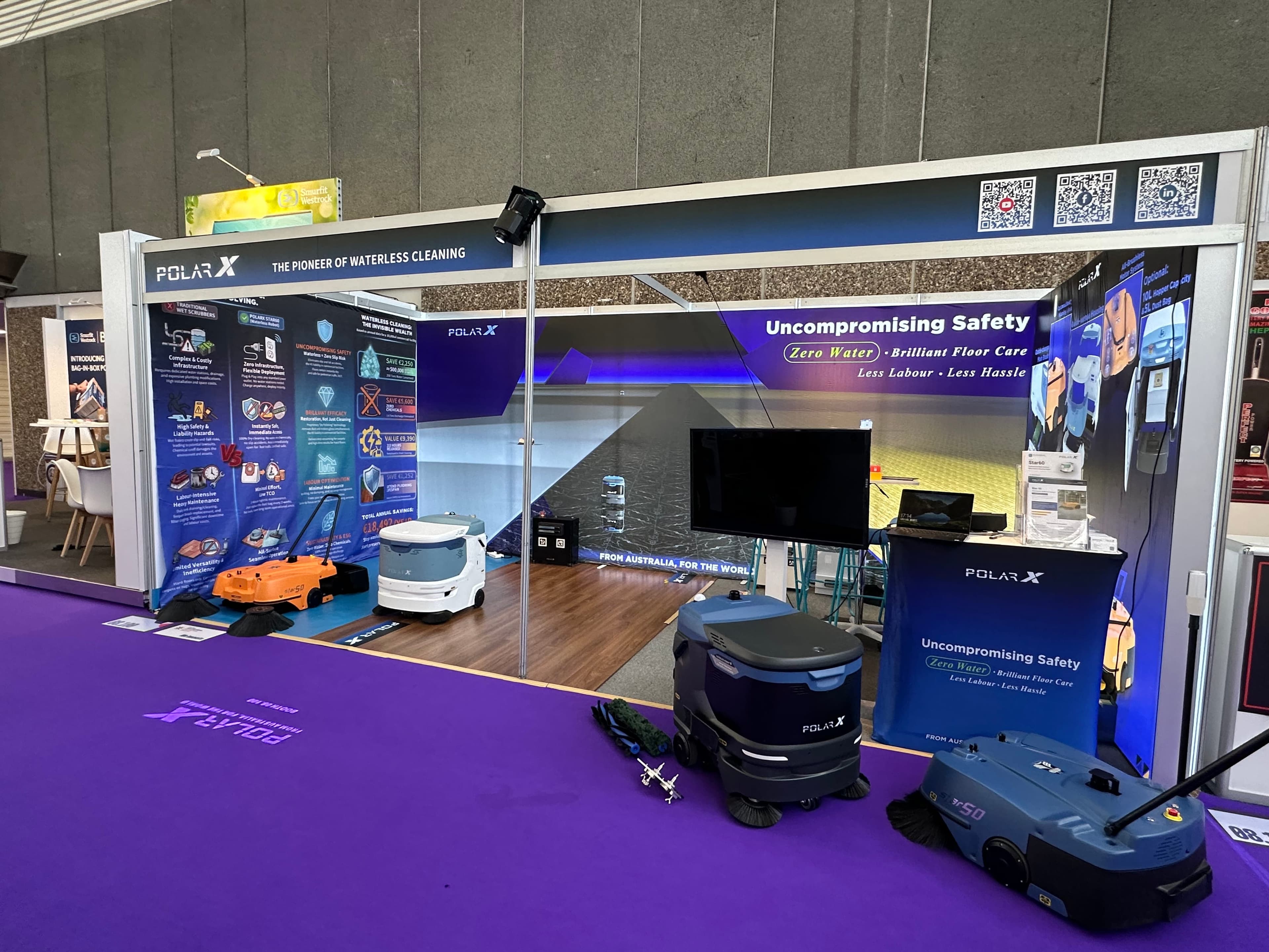 PolarX industrial sweeper display at Interclean Amsterdam exhibition