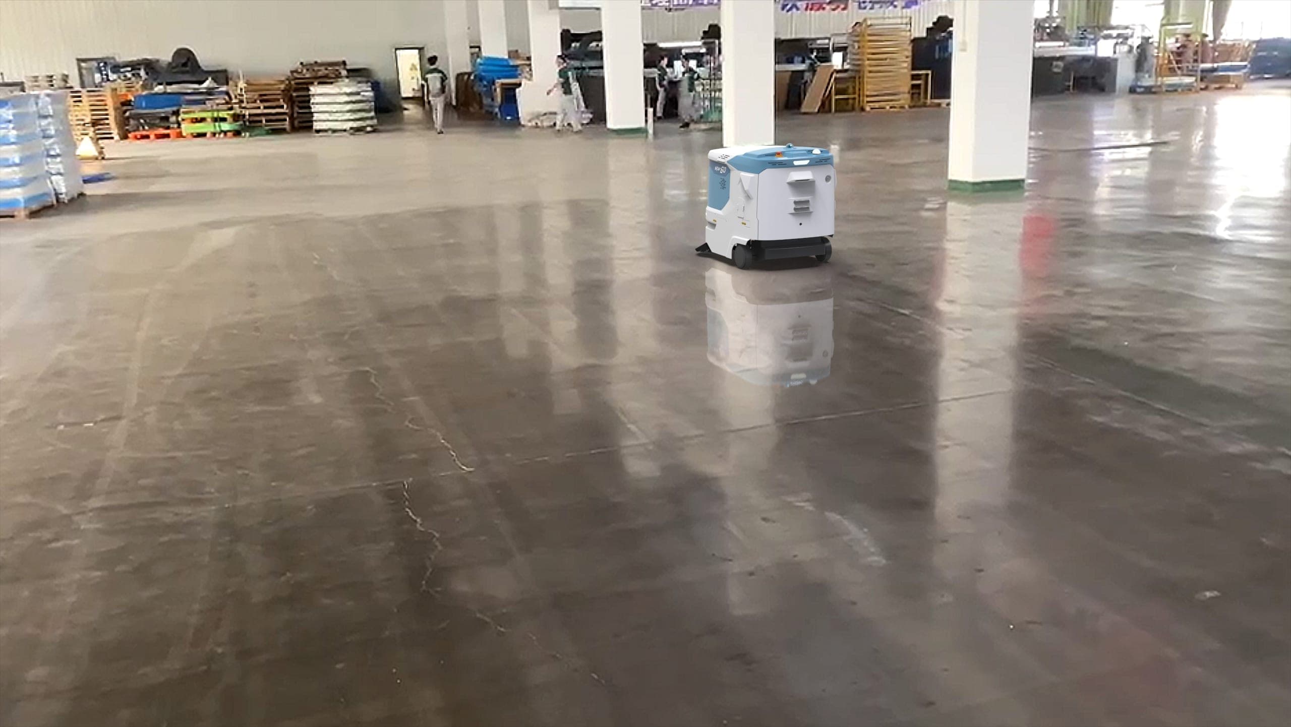 PolarX Star60 polished concrete cleaning robot for waterless commercial hard floor care