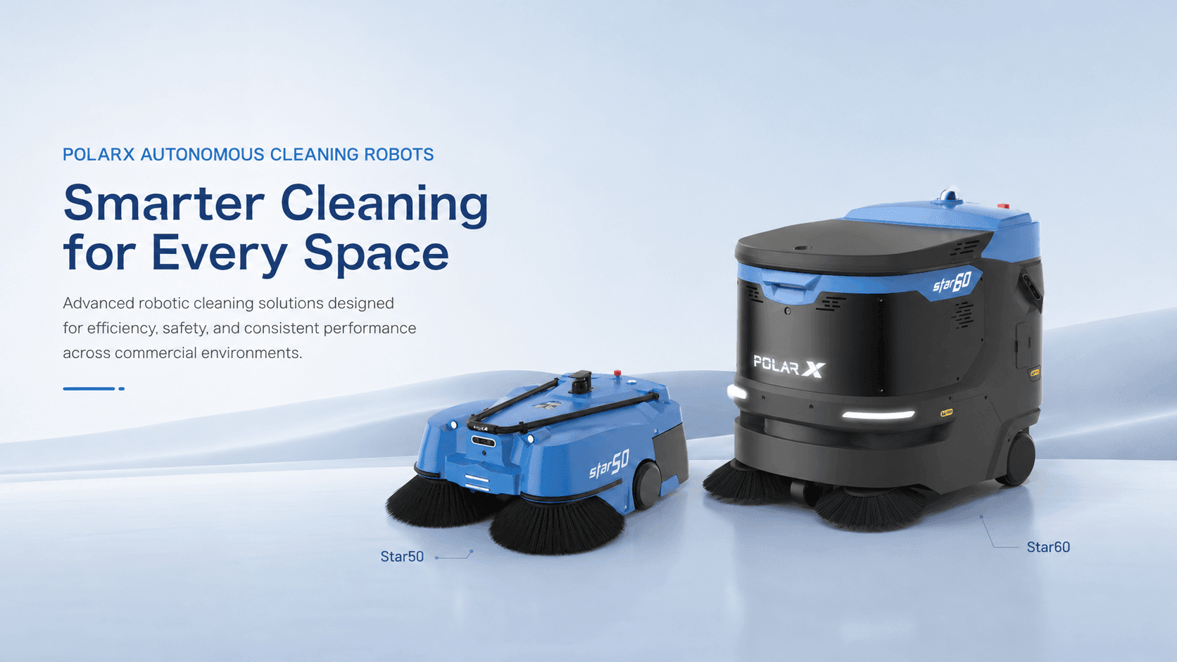 PolarX Star50 and Star60 commercial cleaning robots