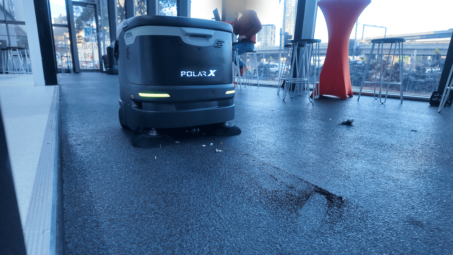 PolarX Star60 cleaning a commercial seating area
