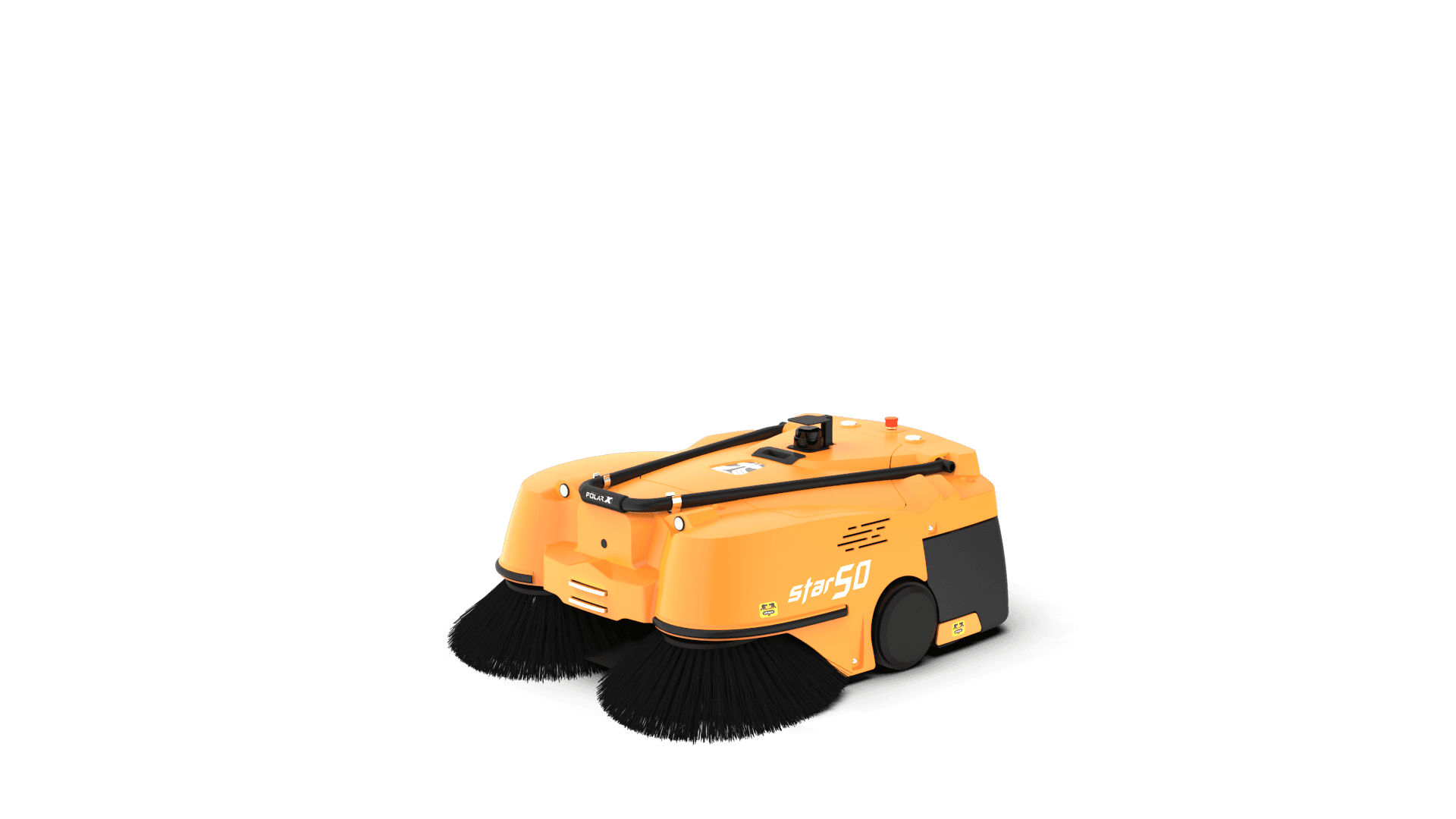 PolarX Star50 industrial sweeping robot angled front view